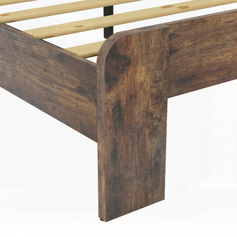 Easy Assembly Wood Platform Bed Frame, King, Dark Brown