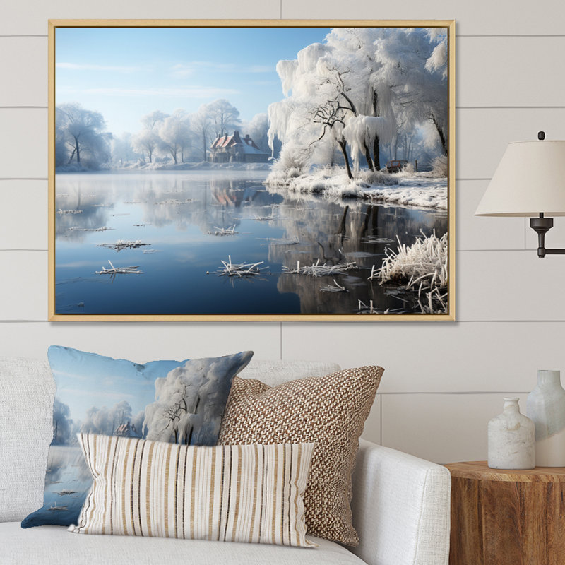 Paysage d'hiver Frozen Pond I, H 16 po x l 32 po x P 1 po, Cadre naturel flottant