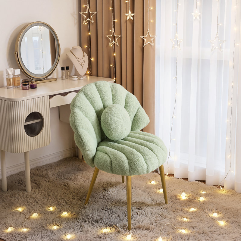 Chaise de coiffeuse en forme de coquillage Elizabeth, Vert