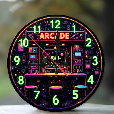 Retro Mini Arcade Clock Neon Art(1)