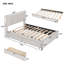 Full Size Upholstered Platform Bed with 2 Drawers and 1 Twin Size Trundle, Classic Headboard Design, Beige-2104585294-2104585292