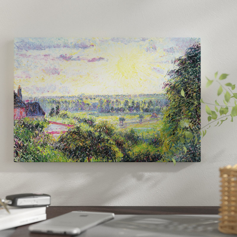 « coucher de soleil à eragny, 1891 » par camille pissarro, impression sur toile, H 8 po x l 12 po x P 0,75 po
