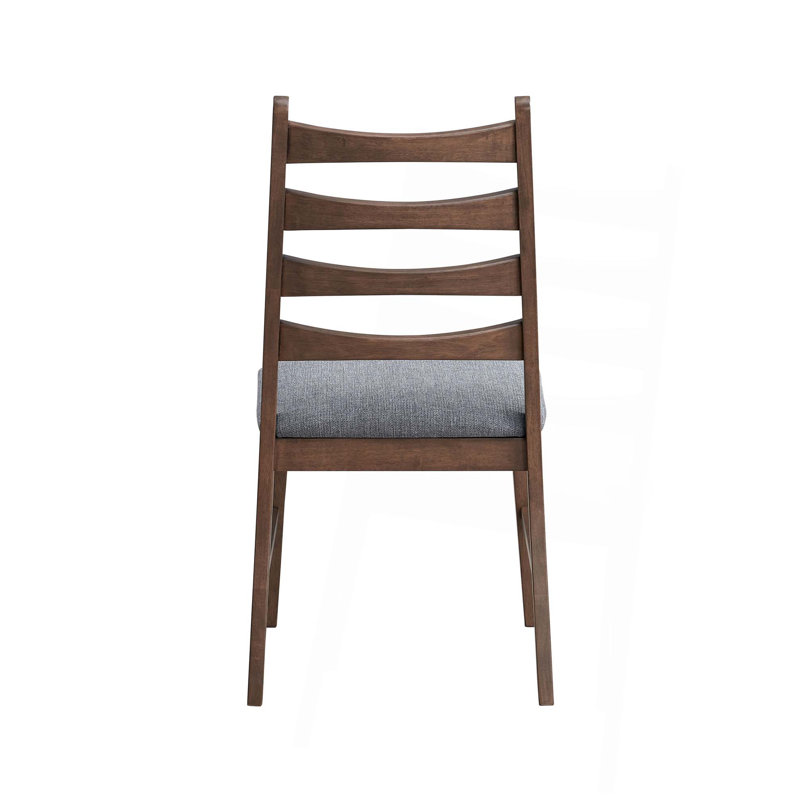 Chaise d'appoint en lin et noyer, ensemble de 2, Gris foncé