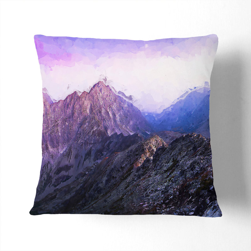 Mountain Peak Under a Sky Cushion with Filling, 40cm H x 40cm W x 15cm D, White