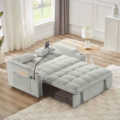 Pull-out Sofa Bed, Adjustable Back and with USB port