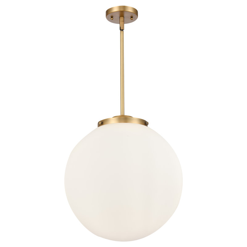 Luminaire suspendu sphère 3 lumières DEL Beacon, Laiton brossé, Blanc mat, H 17 po x l 16 po x P 16 po