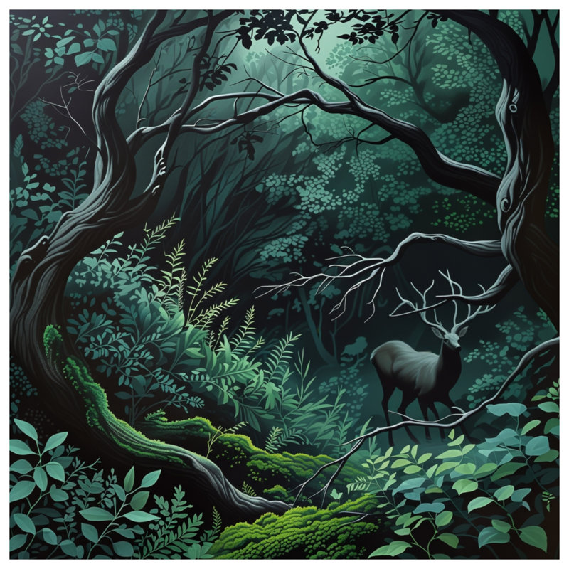 Dense Forest With Deer Comforter, Twin