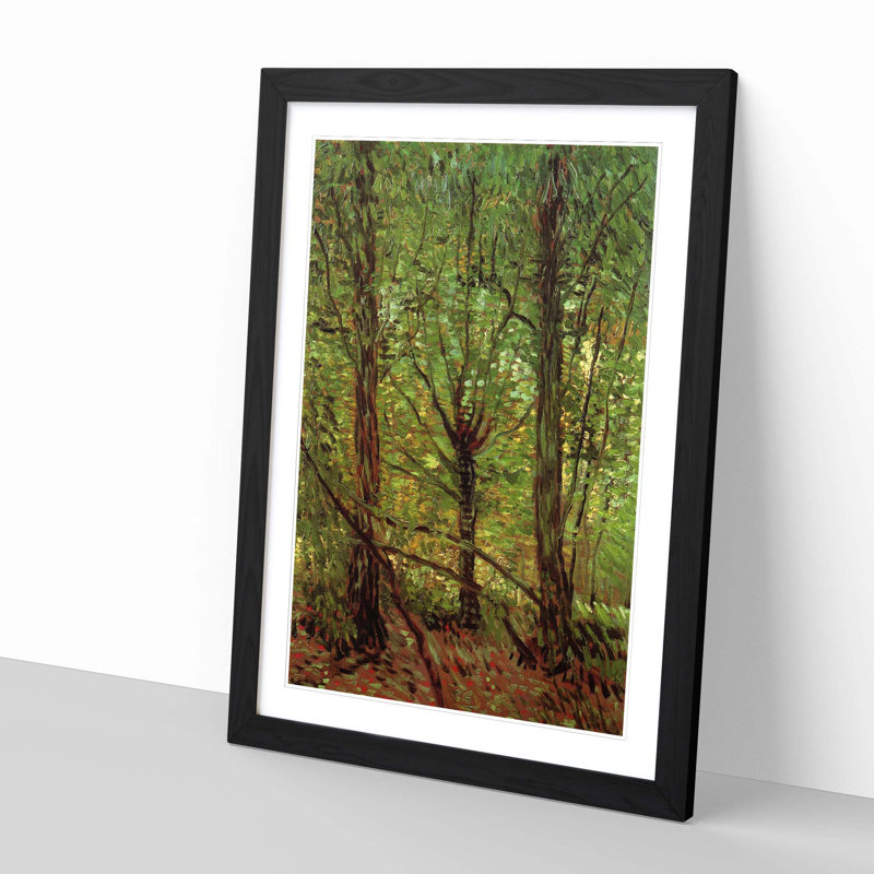 Trees and Undergrowth by Vincent Van Gogh - Framed Print, Black