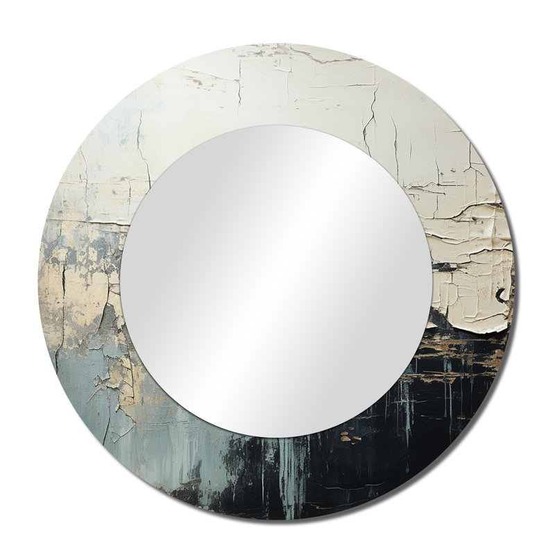 Minimalisme, peinture noire et blanche Wave II - miroir mural bord de mer_MTMIR108680, 36 po x 36 po