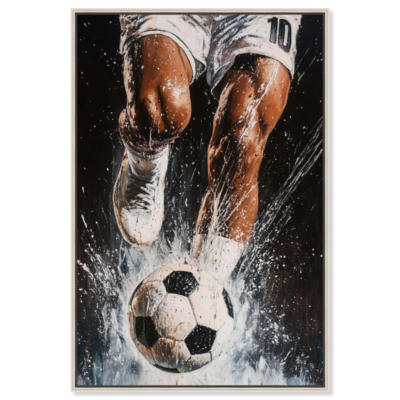 «Soccer Kick Sneaker», impression sur toile par Notoriart, 10" H x 15" W, Cadre argenté