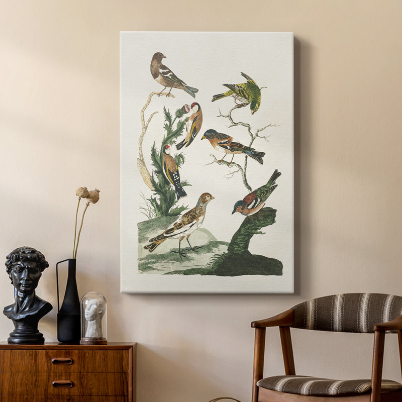 Oiseaux antiques dans la nature I - galerie Cavas sur mesure, H 60 po x l 40 po