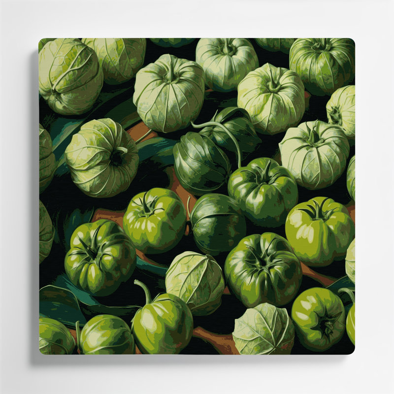 Art mural en métal légumes vert tomate, H 12 po x l 12 po