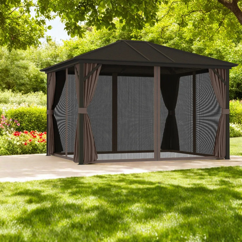 Pavillon de jardin robuste avec structure en acier, conception moderne pour les réceptions en plein air