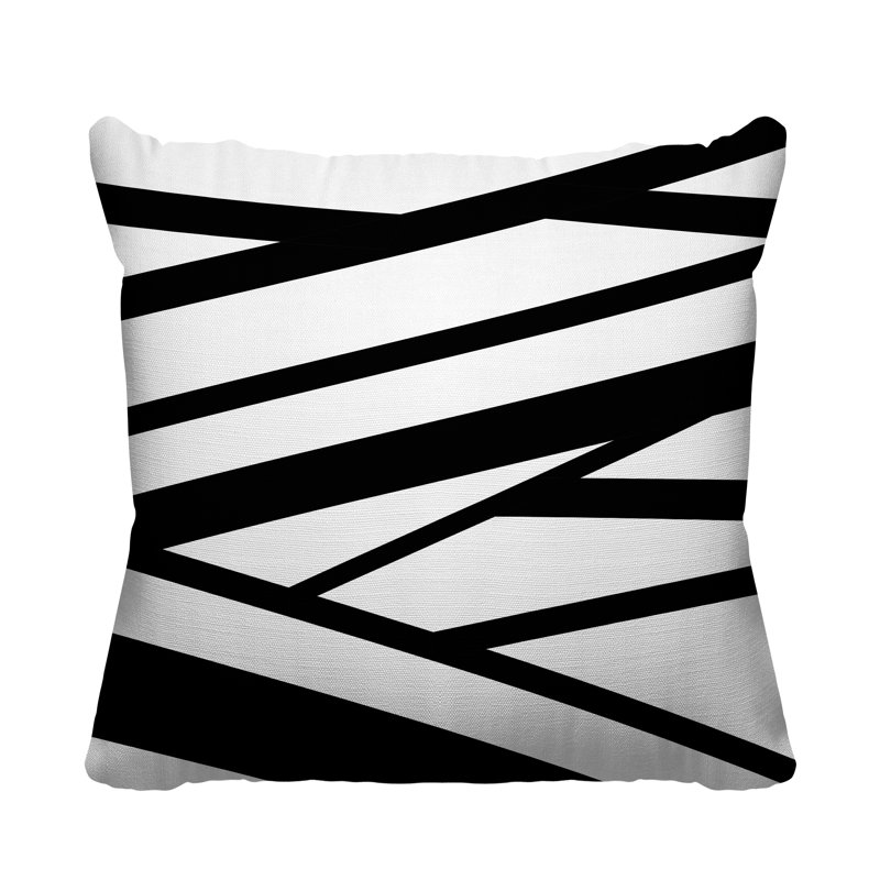Coussin décoratif intérieur / extérieur Risley Minimalist, Noir, H 17 po x l 17 po, Carré