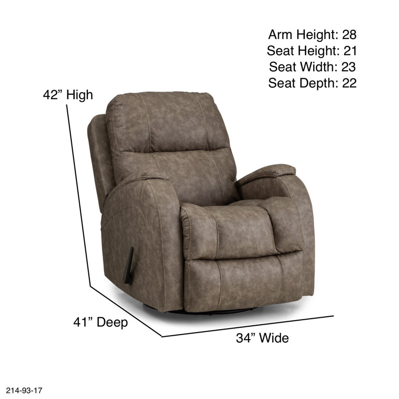 Ileia Swivel Glider Recliner, 100 % polyester brun clair