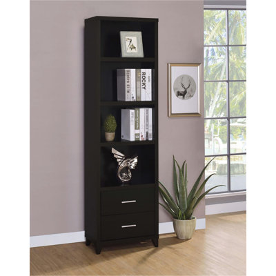 Meuble de rangement contemporain de style cappuccino - Tour multimédia Neatly Organize Your Space : 4 étagères et 2 tiroirs pour un rangement optimal