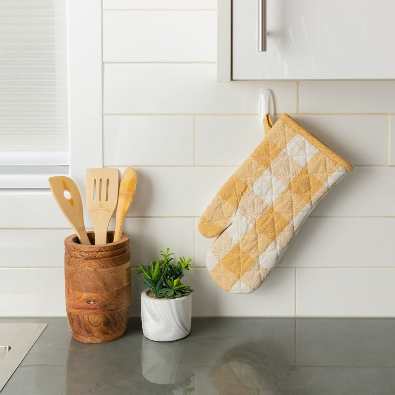 Gant de cuisine Urban Plaid, Taupe / Blanc cassé