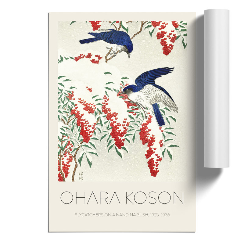 Birds on a Nandina Bush Print by Ohara Koson - Frameless Print, 42cm H x 30cm W x 0.1cm D
