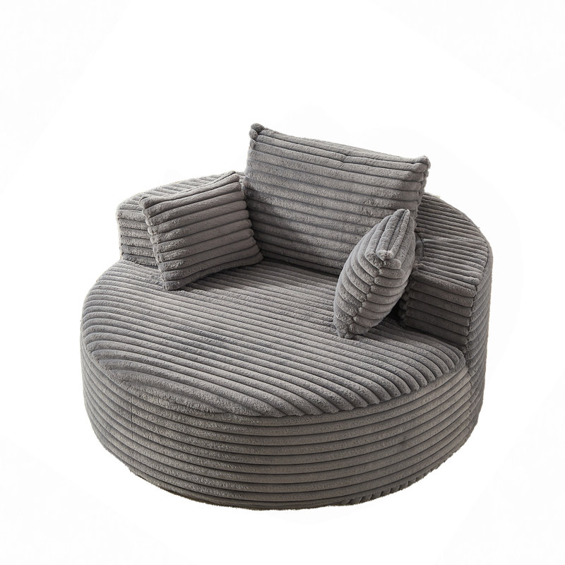 Boneless Sponge Single Sofa,fluffy Modern Sleeper Chair, 32.5" H x 55" W x 55" D, Gray Corduroy
