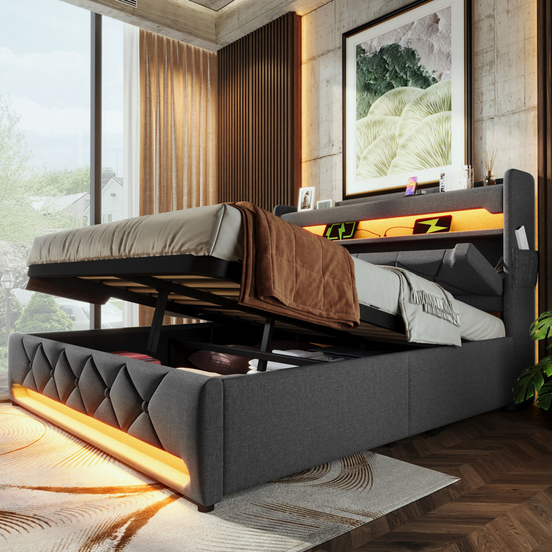 Metal Bed, Kingsize (5'), Grey