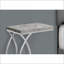 Table basse en stratifié gris en forme de C moderne avec base chromée pour le salon / chambre à coucher