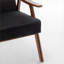 Chaise d'appoint Mid-Century moderne en velours noir, assise en bois massif pour salon, adultes-2101870979