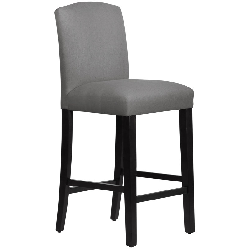 April Counter and Bar Stool, Bar Stool (31" Seat Height), Classic Grey Linen, Black Wood