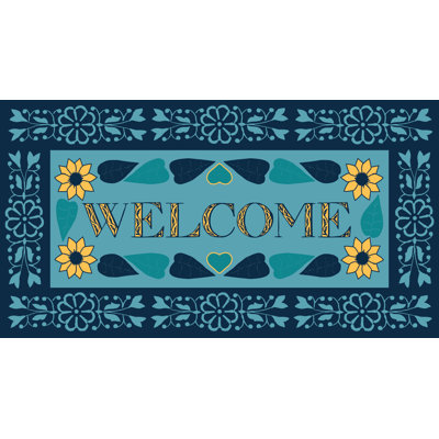 Sunflower Welcome Blue - Painting Print