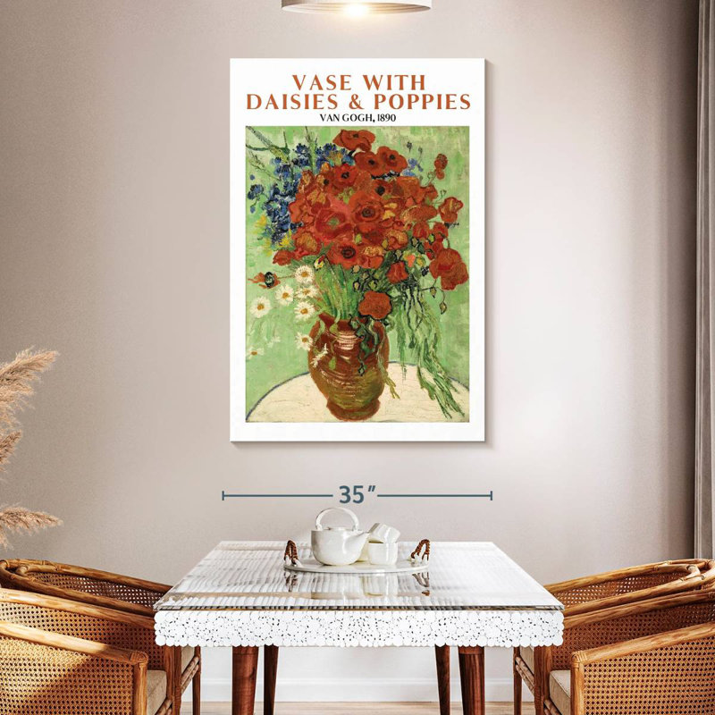 Vase avec marguerites et coquelicots Van Gogh, H 51 po x l 34 po