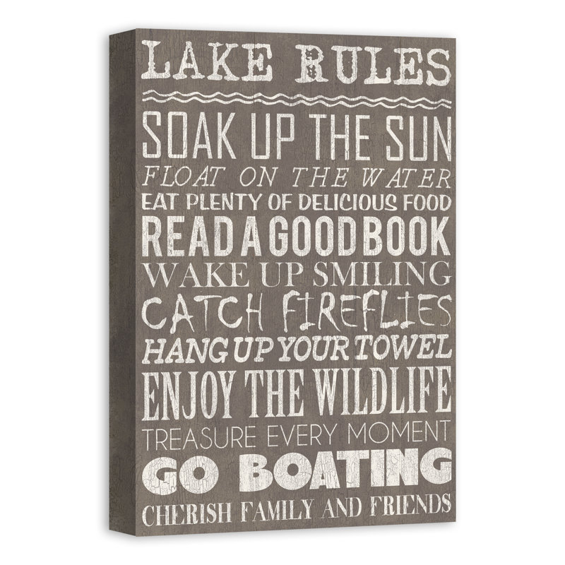 " Lake Rules Gray ", 24" H x 16" W