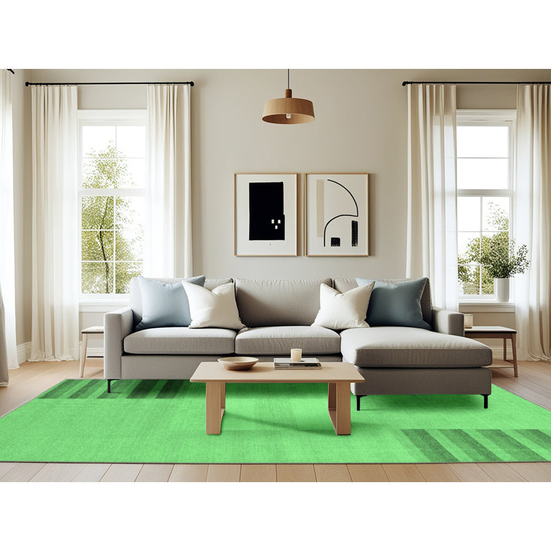 Washable Striped Indoor Rug, Rectangle 6' x 9'