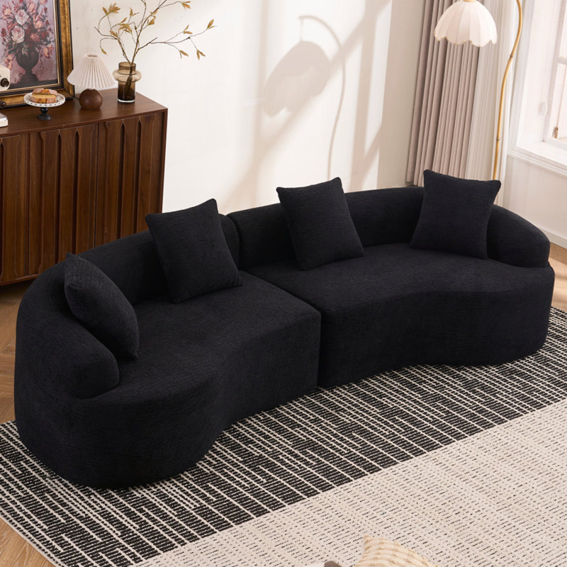 Canapé-lit modulaire incurvé en chenille pour appartement