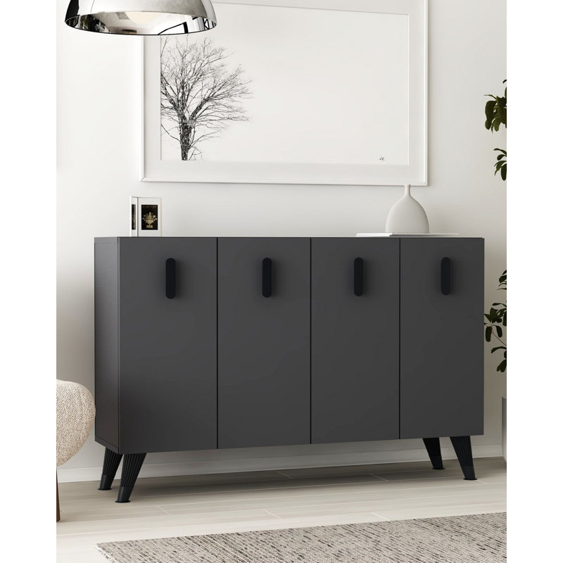 Console moderne anthracite de 47,2 po x 29,5 po x 11,6 po | 100% panneau de particules enduit de mélamine, épaisseur: 0,71 pouce | Design mural avec plusieurs tablettes, élégant et fonctionnel pour le salon et le vestibule