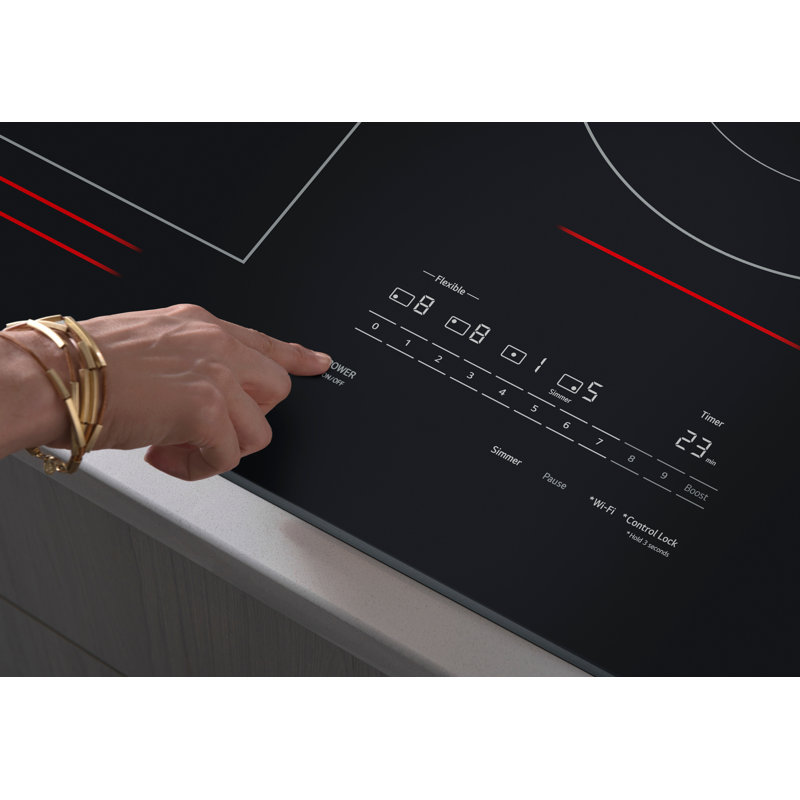 LG 30" Induction Cooktop, 4 Elements, White Backlit, Red Bar, Bridge, ThinQ®, Black Ceramic