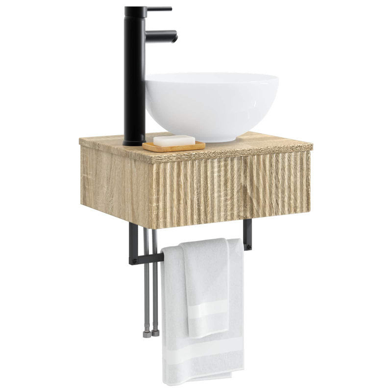 Single Bathroom Vanity with Ceramic Basin, Sonoma Oak