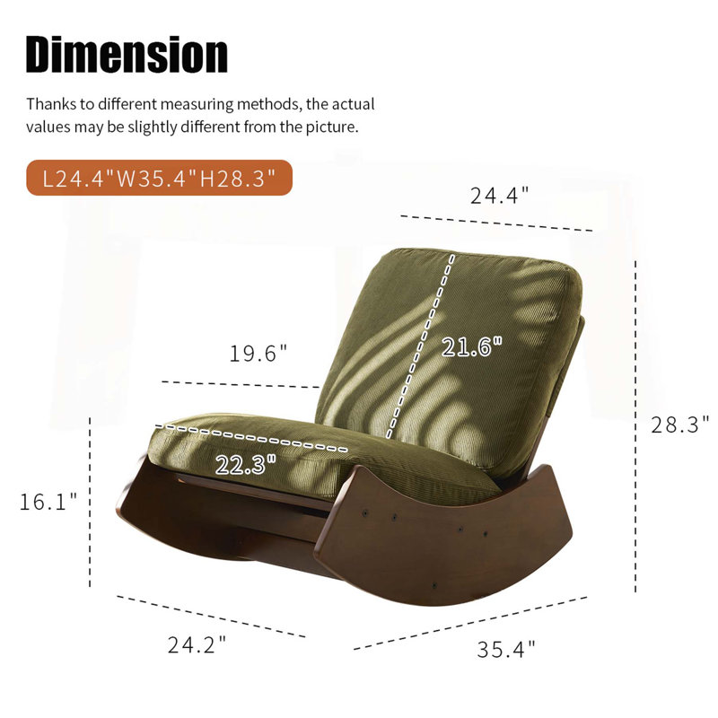 Comfortable High-Quality Rocking Chair for Various Settings with Solid Wood Frame, Green