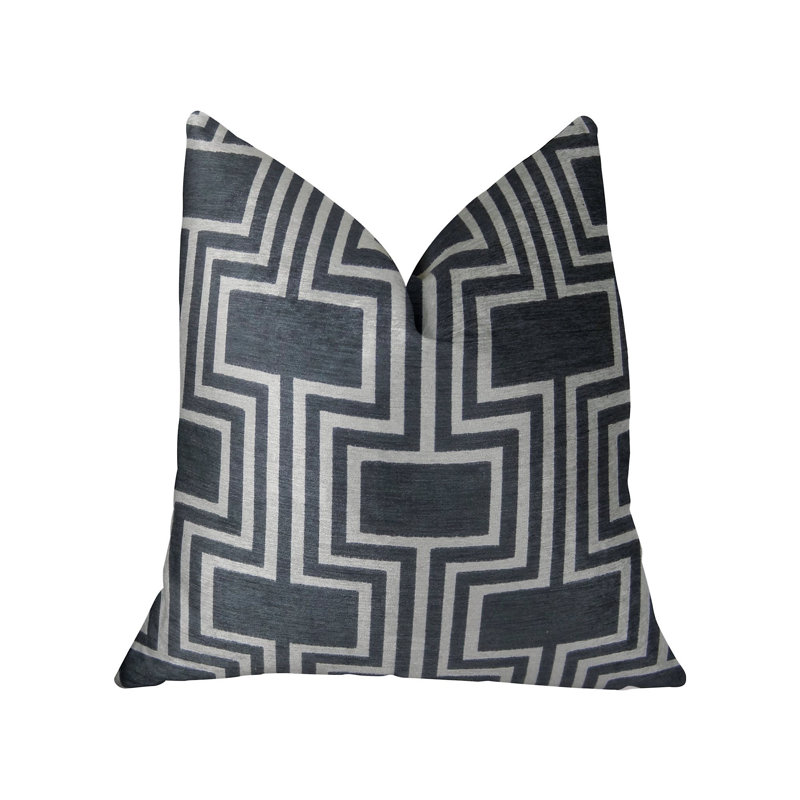 Midnight Conduit Geometric Cotton Reversible Throw Pillow, 24" x 24", Square