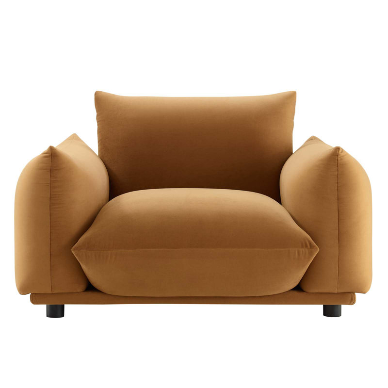 Copious Performance Velvet Armchair, Cognac