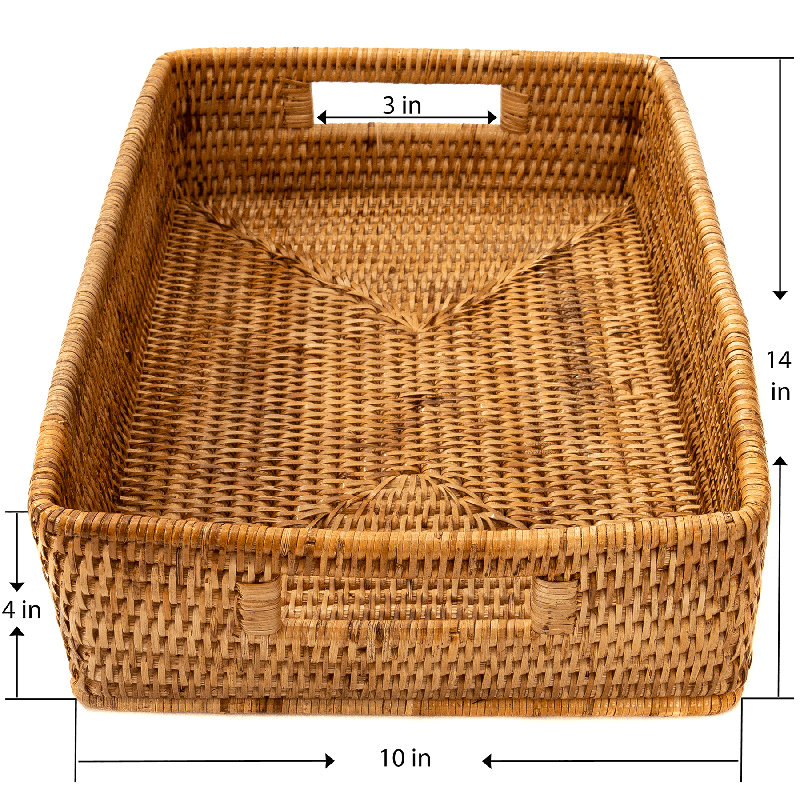 Dotted Line™ Rattan Basket, Honey Brown
