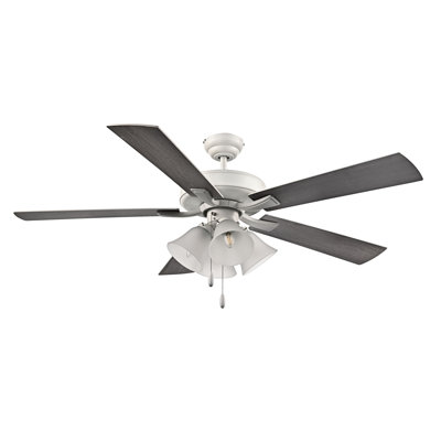 Calivane 52" 5-Blade LED Ceiling Fan - Matte White with Matte White and  Grey Oak Reversible Blades and Etched Glass