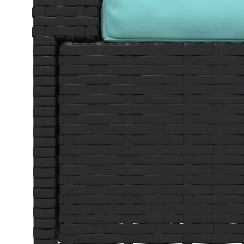 Patio Loveseat with Cushions Poly Rattan, Aqua, Black