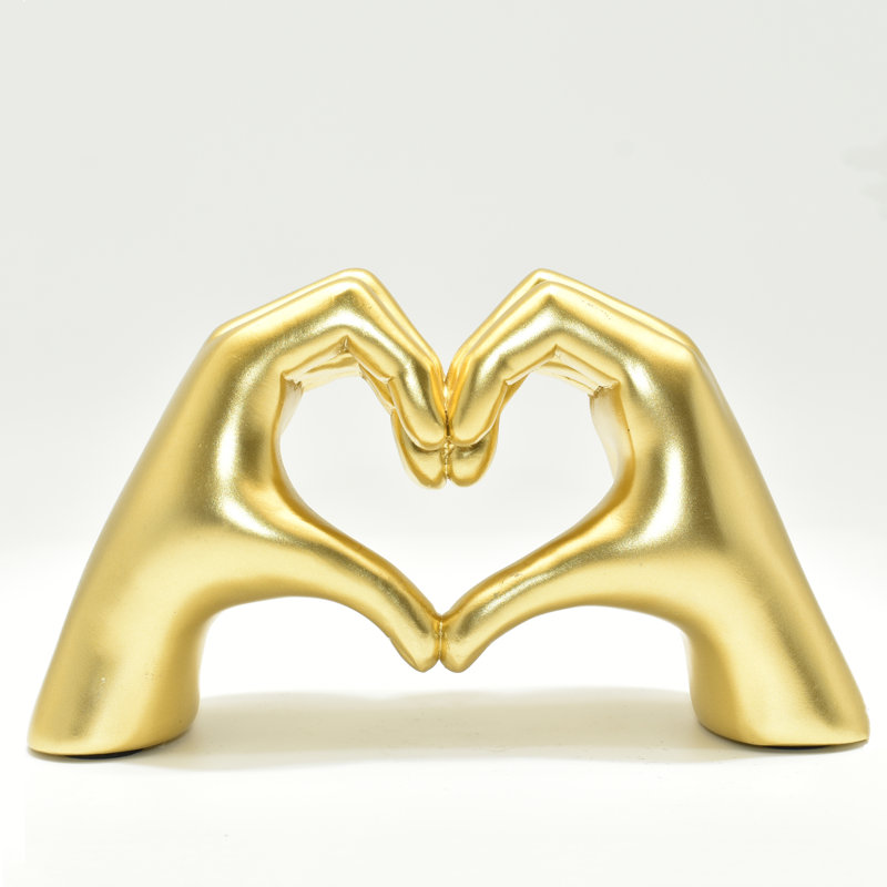 Adam & Friends Home Decor Heart Sign Hands Sculpture | 1-Piece, Gold