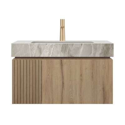 Ensemble de comptoir en pierre frittée et lavabo en céramique, sans armoire, robinet et couvercle d'évier, idéal pour la rénovation de salle de bain