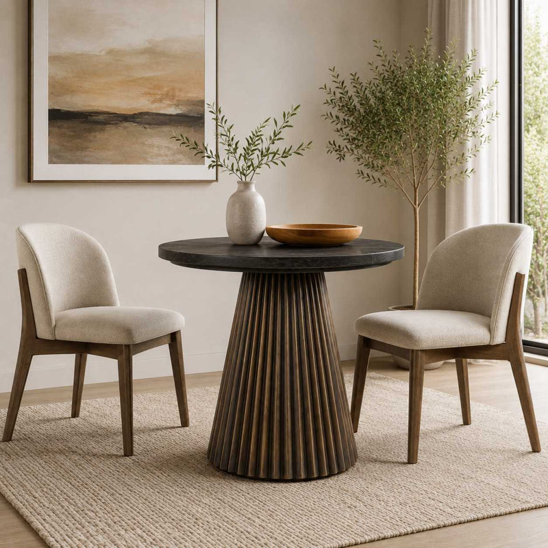 Table de salle à manger élégante noire 30 po avec siège compact, 30"