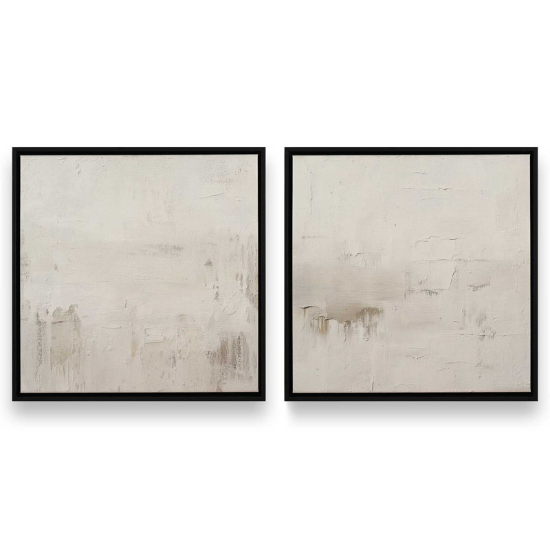 Ensemble de 2 impressions «Whispered Stillness», Cadre flottant noir satiné, 12 po x 12 po