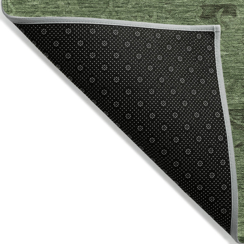 Tapis extérieur lavable floral 5 pi x 8 pi vert fougère et vert foncé