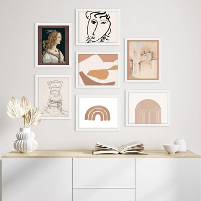 Fine Art Portrait Italian Variété de forme abstraite géométrique encadrée sur papier, 7 pièces