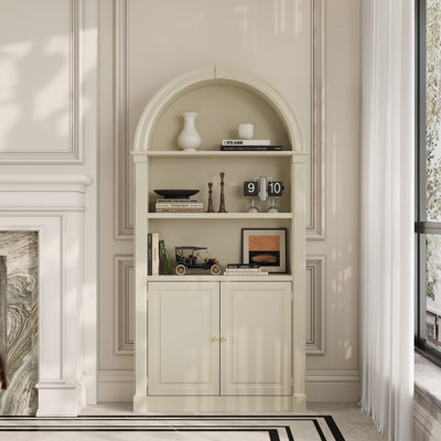 Arc-Shaped Cabinet With Open Shelves by Red Barrel Studio