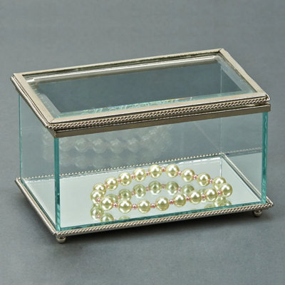 Boîte à bijoux à charnière rectangulaire