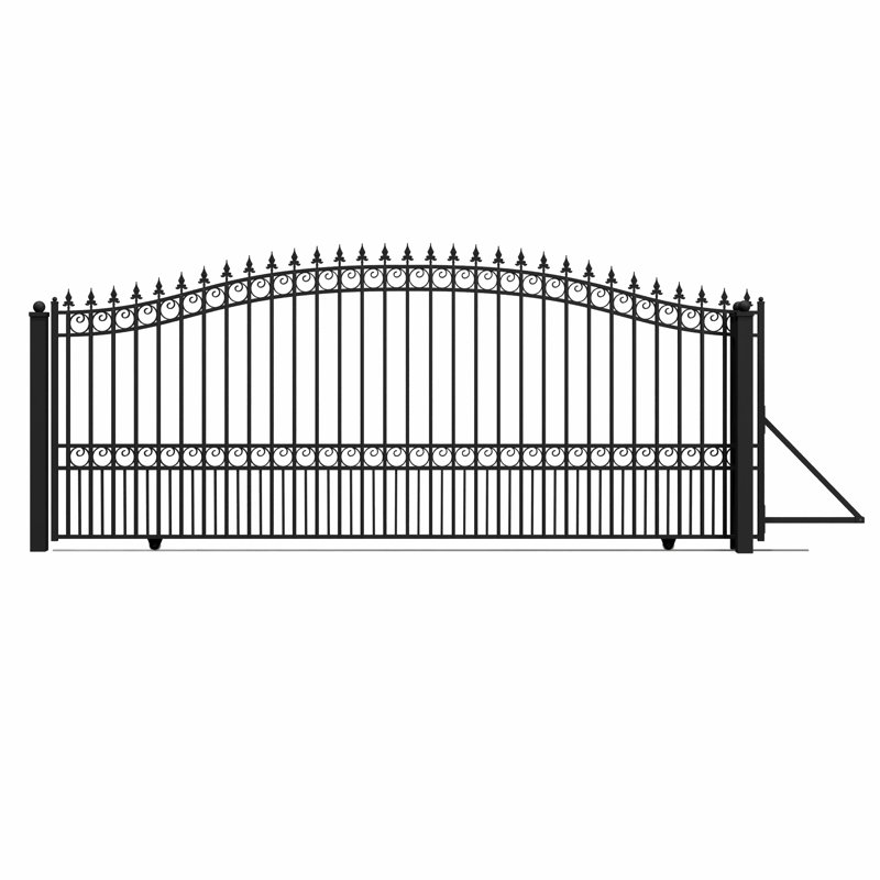 Black Steel Arched 16 ft Driveway Gate with Opener